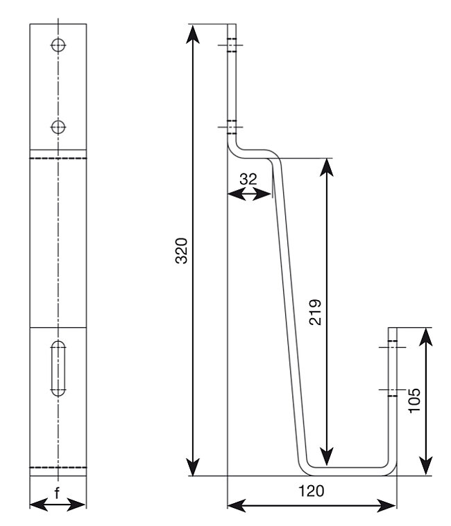 Drawing of a plain tile roof hook - © ALTEC PV mounting systems and components