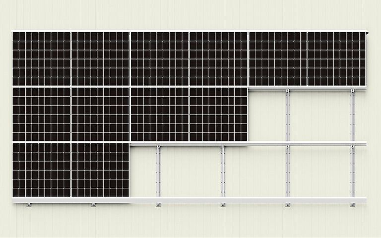 Ein Photovoltaik Fassaden Montagesystem auf Sandch-Paneelen