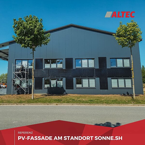 ALTEC PV-Montagesysteme: Referenz eines vertikalen PV-Fassaden-Systems, Bild 1