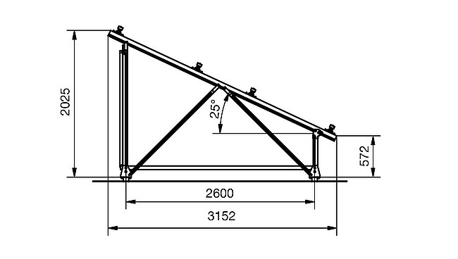 Zeichnung Freiland KIT 18 Module Alpin - Neigung 25°