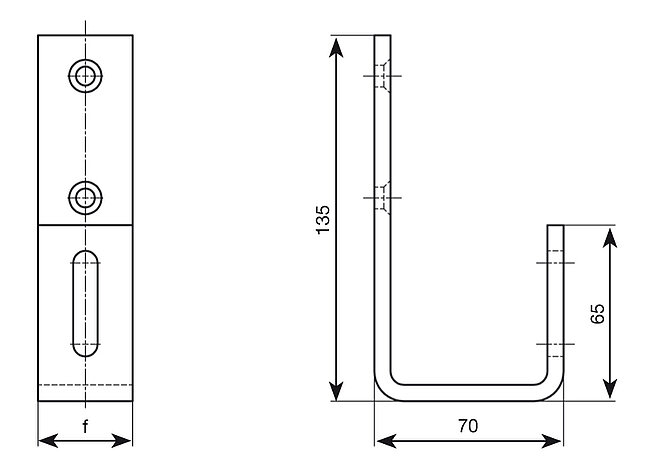 Drawing of a shingle roof hook - © ALTEC PV mounting systems and components