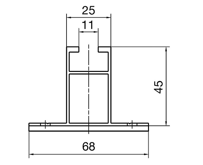 Zeichnung PV Profil 68 x 45 mit EPDM Band