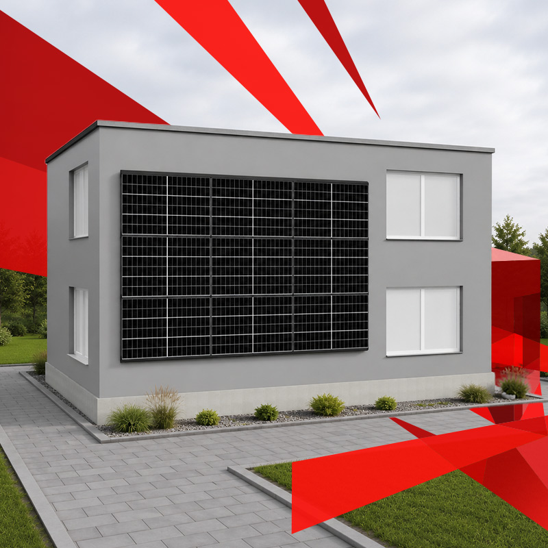 ALTEC PV-Montagesysteme News-Bild: Rendering eines Hauses mit Fassaden-PV-Anlage